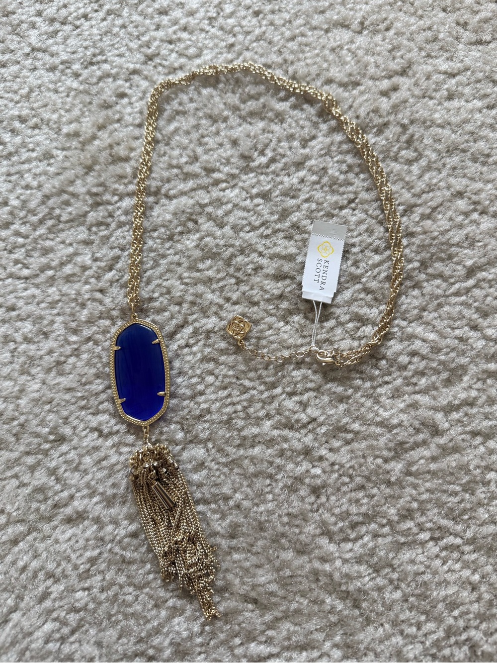 Kendra Scott Rayne necklace NWT - long tassel necklace gold and blue